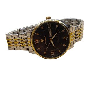 Poedagar Two Tone Gold and Silver Men's Quartz Watch Day Date Global Fashion